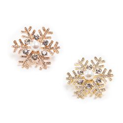 Snowflake with Faux Pearl Center - Rose or Yellow Goldplated